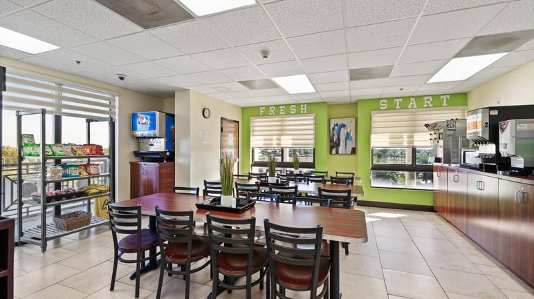 On-site dining area and cafe at the Florida Helps center